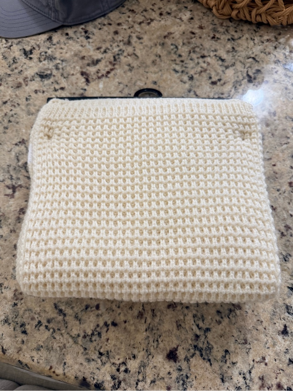 True Religion Cream Knit Hat & Scarf Set with Studded Horseshoe - Picture 3 of 3